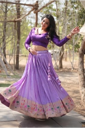 Purple Lehenga Choli in Viscose with Zari LC7934