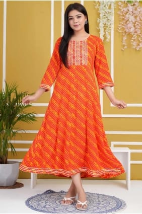 Red Kurti in Embroidered Cotton KTI2457