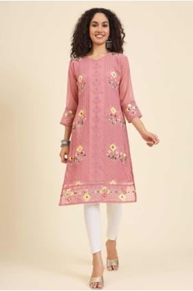 Chikankari Georgette Gajri Kurti KTI2493