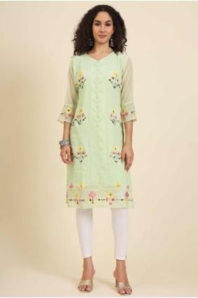 Pista Kurti in Chikankari Georgette KTI2494