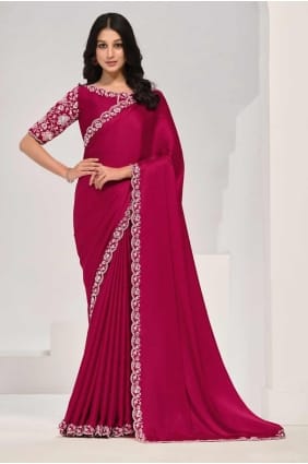 Pink Sequins Satin Saree SR27359