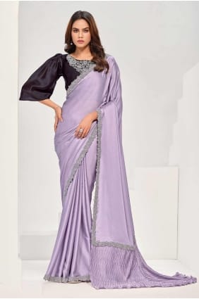 Satin Saree in Lavendar with Sequins SR27361
