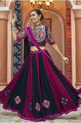 Lehenga Choli in Black Viscose with Embroidered LC7938