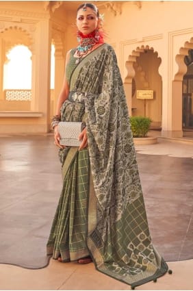 Pista Printed weaving Saree in Silk SR27400