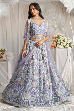 Lehenga Choli in Dusty pink Net with Embroidered LC8142