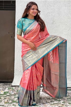 Weaving Tussar silk Saree in Rust SR27636