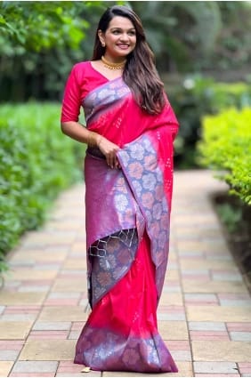 Pink Saree in Silk with Weaving SR27715