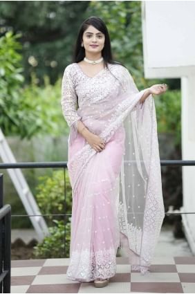 Saree in Grey Georgette with Sequins embroidered SR27720