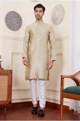 Beige Silk Indo Western Kurta with Jacket KURR304