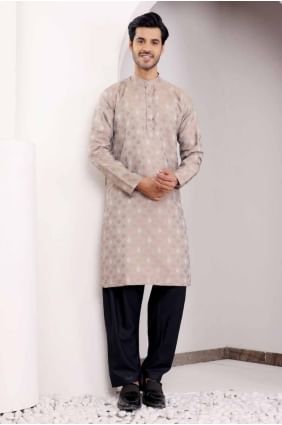 Light brown Viscose Weaving Men Kurta with Dupatta KURR307