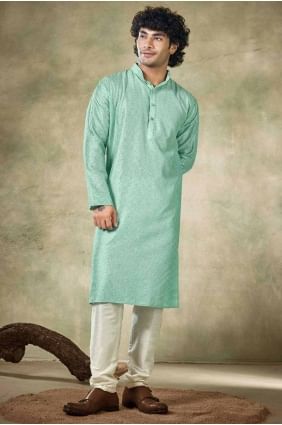 Viscose Digital print Sea green Men Kurta with Dupatta KURR277