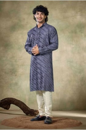 Embroidered Viscose Purple Men Kurta with Dupatta KURR279