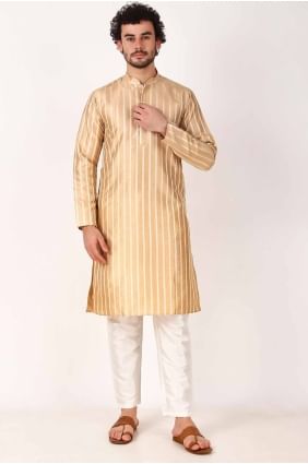 Art silk Men Kurta in Brown with Weaving KURR341