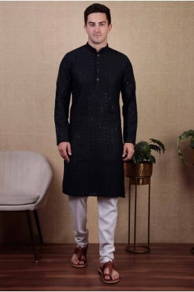 Cotton Men Kurta with Embroidered KURR357