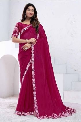 Pink Crepe Saree with Sequins embroidered SR27755