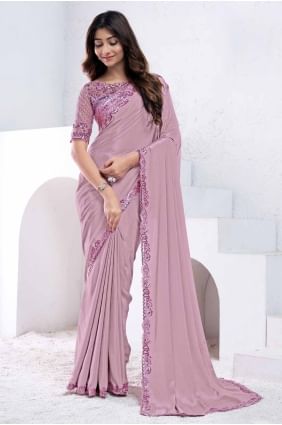 Mauve Saree in Sequins embroidered Crepe SR27764