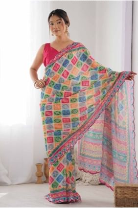 Multicolor Saree in Chiffon with digital print SR27784
