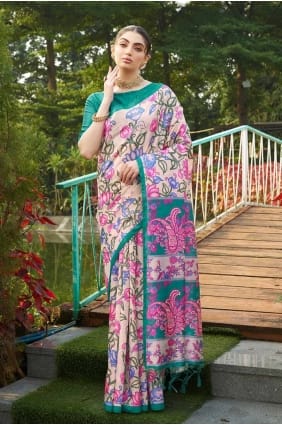 Rama Printed Tussar silk Saree SR27789
