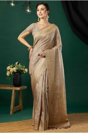 Weaving Banarasi silk Saree in Grey with Blouse SR27846