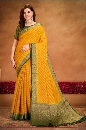 Yellow Saree in Weaving Georgette SR27845