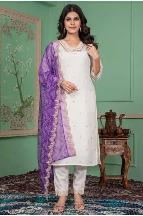 Chanderi Salwar Kameez with Embroidered SK154828