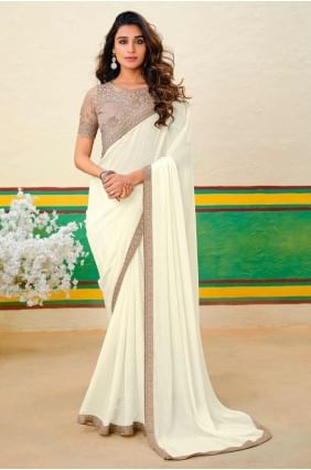 Off white Weaving Georgette Saree SR27859
