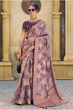 Weaving Saree in Purple Jacquard SR27860