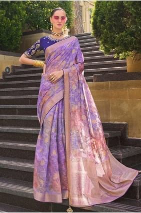 Lavender Saree in Weaving Jacquard SR27862