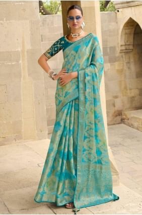 Jacquard Saree in Sea green with Weaving SR27868