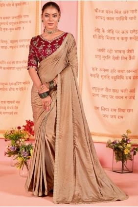 Weaving Jacquard Party Wear Saree in Brown SR27871
