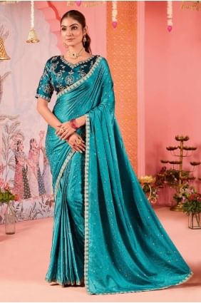 Sea green Jacquard Party Wear Saree with Weaving SR27872