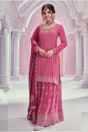 Pink Embroidered Chiffon Eid Pakistani Suit SS1197