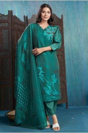 Digital print Viscose Straight Pant Suit in Rama SK154868