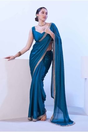Firozi Party Wear Saree in Lace Chiffon SR27901