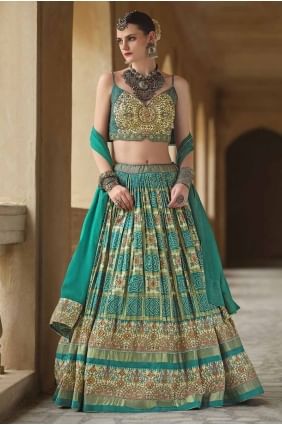 Sea green Printed Silk Party Lehenga Choli LC8178
