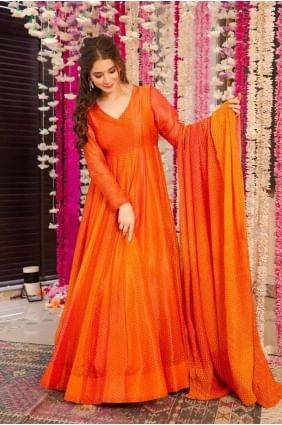 Chinon chiffon Gown Dress with Printed GW1022