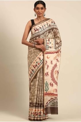 Coffee Saree in Printed Cotton SR27967