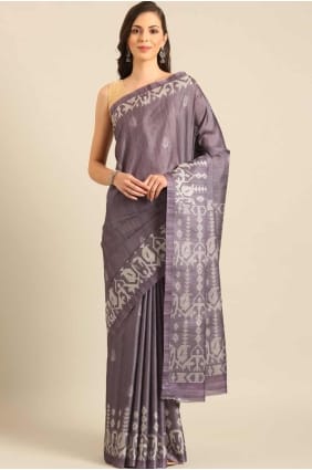Purple Saree with Digital print Cotton SR27973