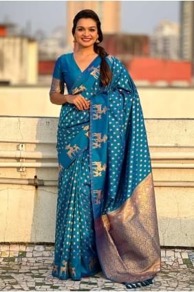 Blue Weaving Saree in Silk SR28000