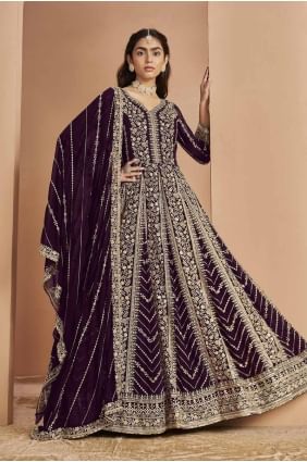 Faux georgette Eid Anarkali Suit with Embroidered AS4024