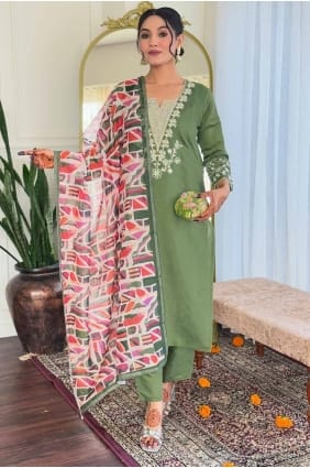 Pista Chanderi Embroidered Straight Pant Suit with Dupatta SK155001