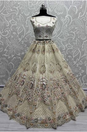 Net Bridal Lehenga Choli with Embroidered LC8271