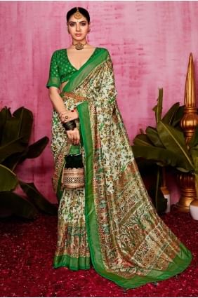 off white sari in weaving tussar silk SR28468