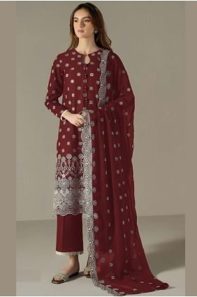 Faux georgette Faux georgette Straight Pant Suit with Embroidered SK155593