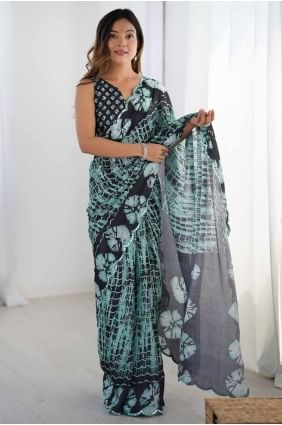Black Saree with Mirror Chinon chiffon SR28513