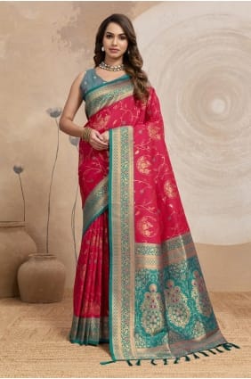 Banarasi silk Saree in Pink with Zari SR29649