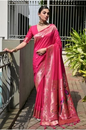 Pink Zari Banarasi silk Saree SR29641