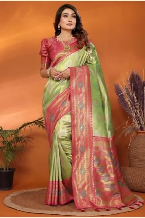 Banarasi silk Green Saree in Weaving SR28246