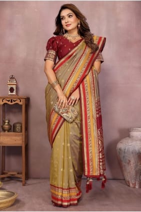 Beige Handloom silk Saree with Weaving SR29751