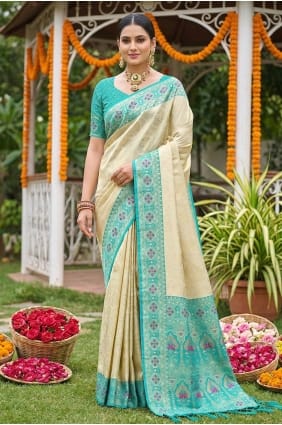 Weaving Saree in Beige Jacquard SR29998